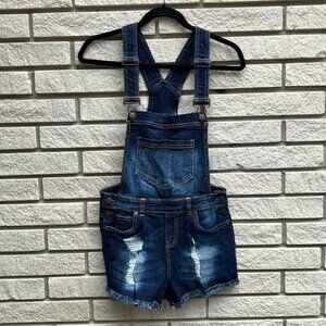 Dickies Distressed Raw Hem Bib Shortalls Sz S